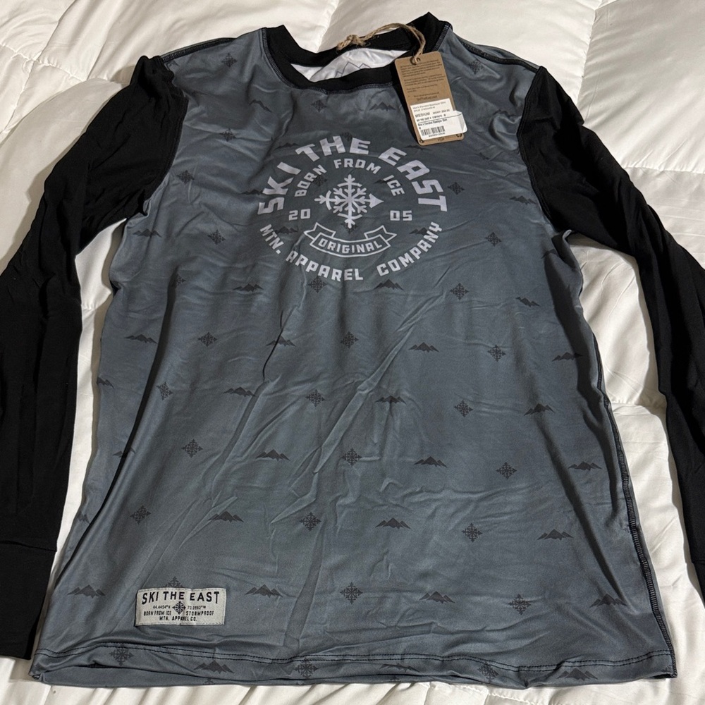 Ski the East Men's Long Sleeve Baselayer Shirt - Black and Gray